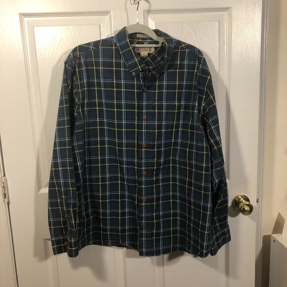 Duluth Trading Duluth Untucked, blue teal and yellow plaid shirt, XL - Picture 1 of 12